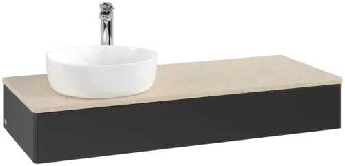 Bild von VILLEROY BOCH Antao Waschbeckenunterschrank, 1 Auszug, 1200 x 190 x 500 mm, Front ohne Struktur, Black Matt Lacquer / Botticino #K11053PD