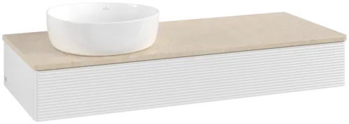 Bild von VILLEROY BOCH Antao Waschbeckenunterschrank, 1 Auszug, 1200 x 190 x 500 mm, Front mit Struktur, Glossy White Lacquer / Botticino #K11113GF