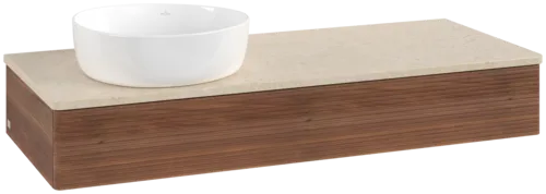 Bild von VILLEROY BOCH Antao Waschbeckenunterschrank, 1 Auszug, 1200 x 190 x 500 mm, Front mit Struktur, Warm Walnut / Botticino #K11113HM