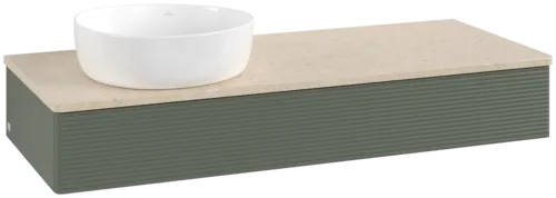 Obrázek VILLEROY BOCH Antao Vanity unit, 1 pull-out compartment, 1200 x 190 x 500 mm, Front with grain texture, Leaf Green Matt Lacquer / Botticino #K11113HL