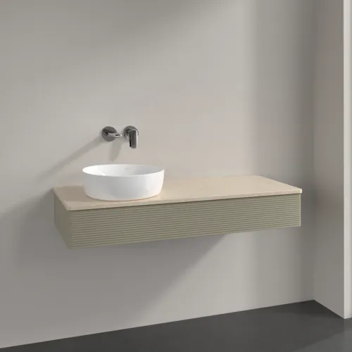 Bild von VILLEROY BOCH Antao Waschbeckenunterschrank, 1 Auszug, 1200 x 190 x 500 mm, Front mit Struktur, Stone Grey Matt Lacquer / Botticino #K11113HK