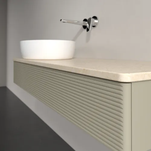 Bild von VILLEROY BOCH Antao Waschbeckenunterschrank, 1 Auszug, 1200 x 190 x 500 mm, Front mit Struktur, Stone Grey Matt Lacquer / Botticino #K11113HK