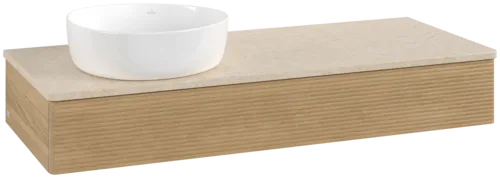 Bild von VILLEROY BOCH Antao Waschbeckenunterschrank, 1 Auszug, 1200 x 190 x 500 mm, Front mit Struktur, Honey Oak / Botticino #K11113HN