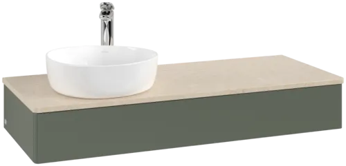 Bild von VILLEROY BOCH Antao Waschbeckenunterschrank, 1 Auszug, 1200 x 190 x 500 mm, Front ohne Struktur, Leaf Green Matt Lacquer / Botticino #K11053HL