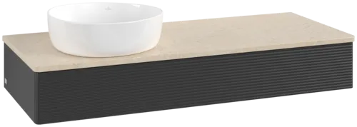 Bild von VILLEROY BOCH Antao Waschbeckenunterschrank, 1 Auszug, 1200 x 190 x 500 mm, Front mit Struktur, Black Matt Lacquer / Botticino #K11113PD