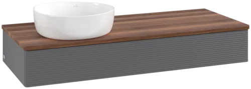 Obrázek VILLEROY BOCH Antao Vanity unit, 1 pull-out compartment, 1200 x 190 x 500 mm, Front with grain texture, Anthracite Matt Lacquer / Warm Walnut #K11112GK