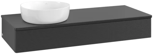 Bild von VILLEROY BOCH Antao Waschbeckenunterschrank, 1 Auszug, 1200 x 190 x 500 mm, Front mit Struktur, Black Matt Lacquer / Black Matt Lacquer #K11110PD