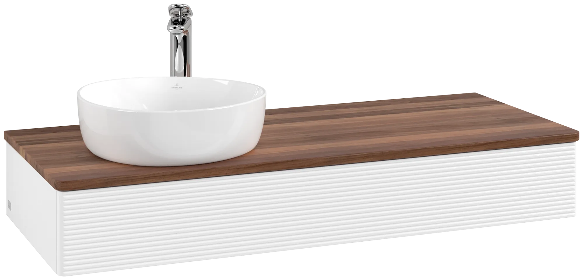 Bild von VILLEROY BOCH Antao Waschbeckenunterschrank, 1 Auszug, 1200 x 190 x 500 mm, Front mit Struktur, White Matt Lacquer / Warm Walnut #K11152MT