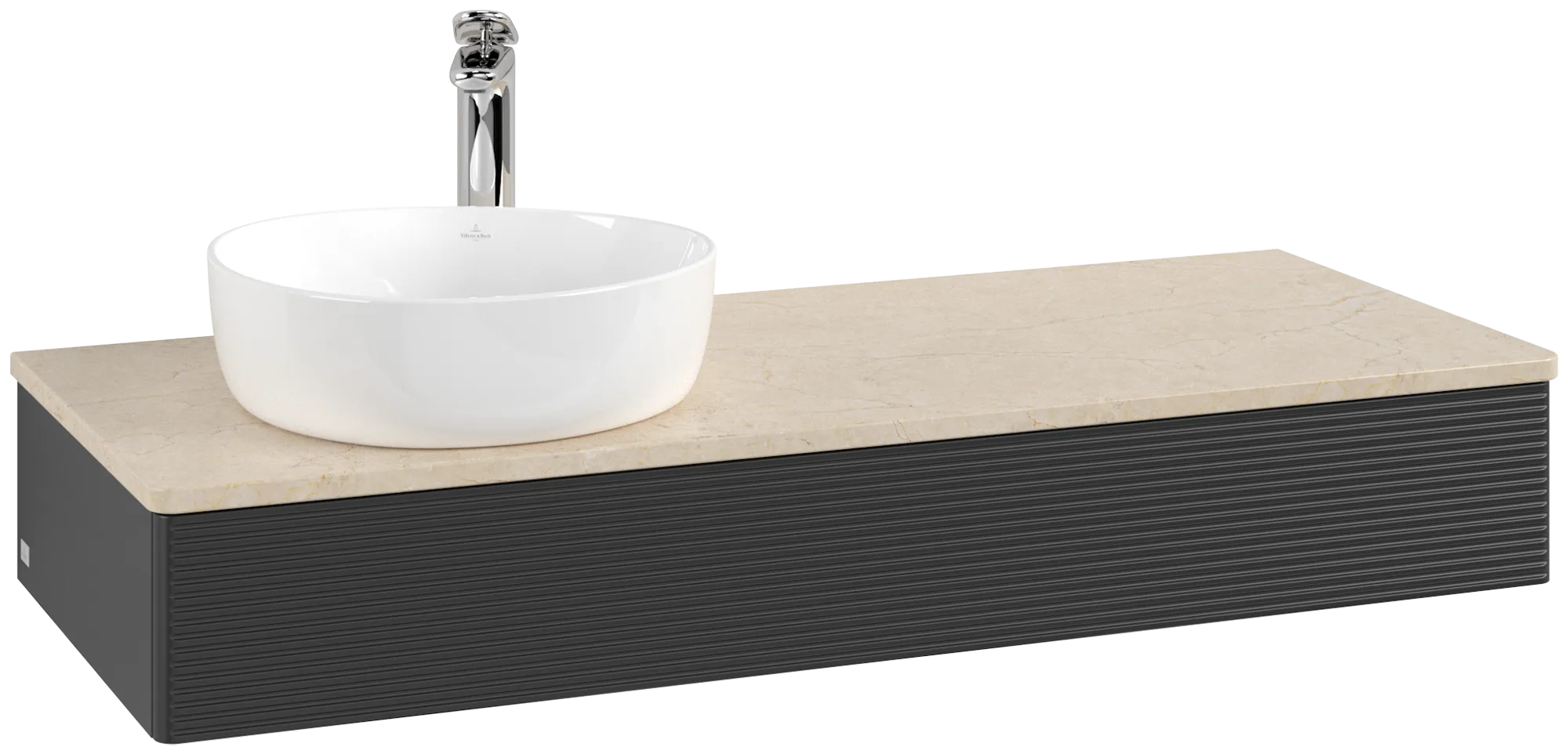 Bild von VILLEROY BOCH Antao Waschbeckenunterschrank, 1 Auszug, 1200 x 190 x 500 mm, Front mit Struktur, Black Matt Lacquer / Botticino #K11153PD