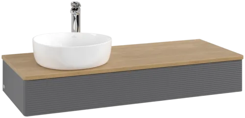 Obrázek VILLEROY BOCH Antao Vanity unit, 1 pull-out compartment, 1200 x 190 x 500 mm, Front with grain texture, Anthracite Matt Lacquer / Honey Oak #K11151GK