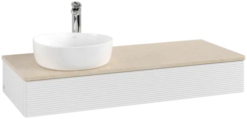 Bild von VILLEROY BOCH Antao Waschbeckenunterschrank, 1 Auszug, 1200 x 190 x 500 mm, Front mit Struktur, Glossy White Lacquer / Botticino #K11153GF