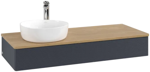 Bild von VILLEROY BOCH Antao Waschbeckenunterschrank, 1 Auszug, 1200 x 190 x 500 mm, Front mit Struktur, Midnight Blue Matt Lacquer / Honey Oak #K11151HG