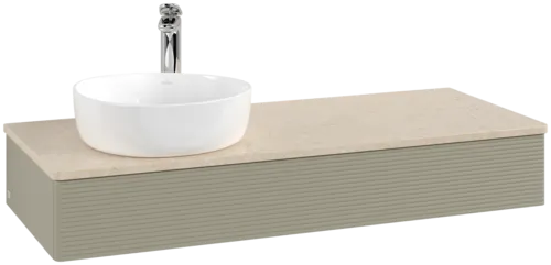 Obrázek VILLEROY BOCH Antao Vanity unit, 1 pull-out compartment, 1200 x 190 x 500 mm, Front with grain texture, Stone Grey Matt Lacquer / Botticino #K11153HK