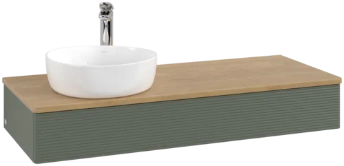 Obrázek VILLEROY BOCH Antao Vanity unit, 1 pull-out compartment, 1200 x 190 x 500 mm, Front with grain texture, Leaf Green Matt Lacquer / Honey Oak #K11151HL