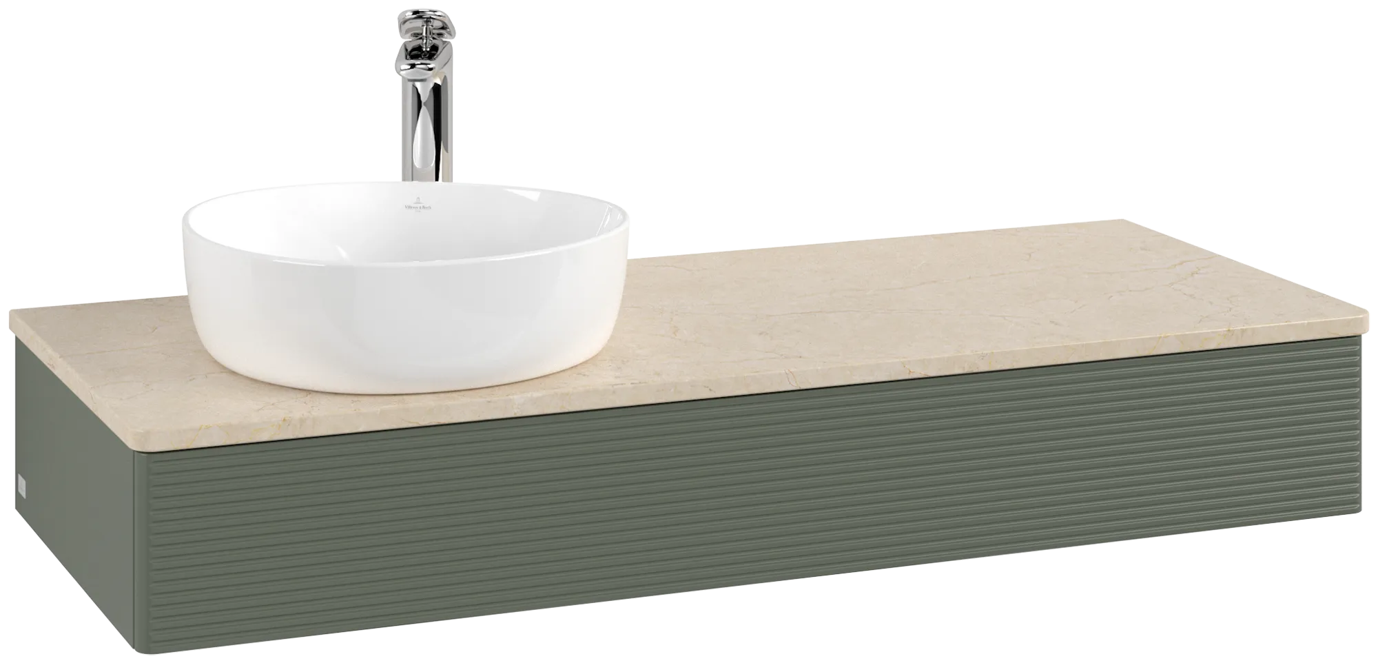Obrázek VILLEROY BOCH Antao Vanity unit, 1 pull-out compartment, 1200 x 190 x 500 mm, Front with grain texture, Leaf Green Matt Lacquer / Botticino #K11153HL