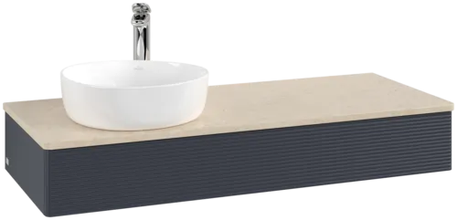 Bild von VILLEROY BOCH Antao Waschbeckenunterschrank, 1 Auszug, 1200 x 190 x 500 mm, Front mit Struktur, Midnight Blue Matt Lacquer / Botticino #K11153HG