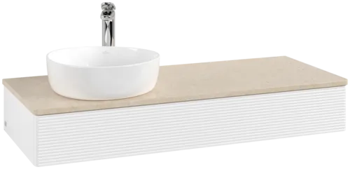 Bild von VILLEROY BOCH Antao Waschbeckenunterschrank, 1 Auszug, 1200 x 190 x 500 mm, Front mit Struktur, White Matt Lacquer / Botticino #K11153MT