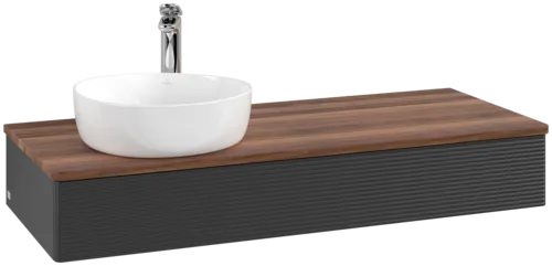 Bild von VILLEROY BOCH Antao Waschbeckenunterschrank, 1 Auszug, 1200 x 190 x 500 mm, Front mit Struktur, Black Matt Lacquer / Warm Walnut #K11152PD