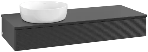 Bild von VILLEROY BOCH Antao Waschbeckenunterschrank, 1 Auszug, 1200 x 190 x 500 mm, Front mit Struktur, Black Matt Lacquer / Black Matt Lacquer #K11150PD