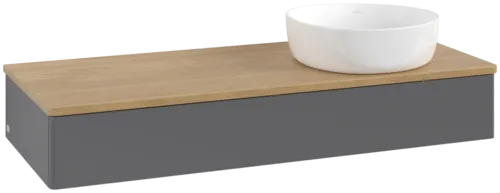 Bild von VILLEROY BOCH Antao Waschbeckenunterschrank, 1 Auszug, 1200 x 190 x 500 mm, Front ohne Struktur, Anthracite Matt Lacquer / Honey Oak #K12011GK