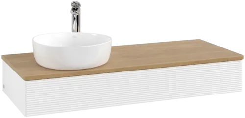 Bild von VILLEROY BOCH Antao Waschbeckenunterschrank, 1 Auszug, 1200 x 190 x 500 mm, Front mit Struktur, White Matt Lacquer / Honey Oak #K11151MT