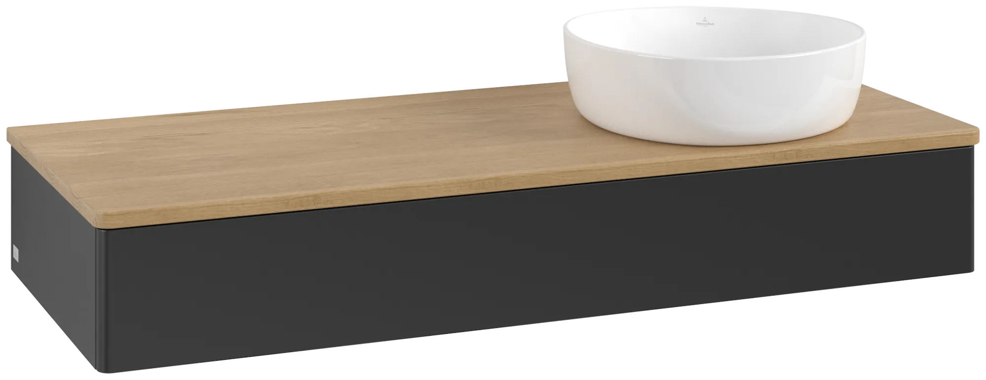 Bild von VILLEROY BOCH Antao Waschbeckenunterschrank, 1 Auszug, 1200 x 190 x 500 mm, Front ohne Struktur, Black Matt Lacquer / Honey Oak #K12011PD