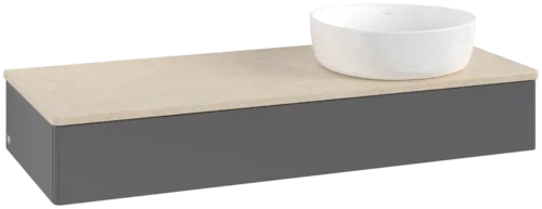 Bild von VILLEROY BOCH Antao Waschbeckenunterschrank, 1 Auszug, 1200 x 190 x 500 mm, Front ohne Struktur, Anthracite Matt Lacquer / Botticino #K12013GK