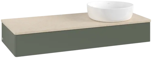 Bild von VILLEROY BOCH Antao Waschbeckenunterschrank, 1 Auszug, 1200 x 190 x 500 mm, Front ohne Struktur, Leaf Green Matt Lacquer / Botticino #K12013HL