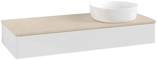 Bild von VILLEROY BOCH Antao Waschbeckenunterschrank, 1 Auszug, 1200 x 190 x 500 mm, Front ohne Struktur, Glossy White Lacquer / Botticino #K12013GF