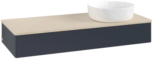 Bild von VILLEROY BOCH Antao Waschbeckenunterschrank, 1 Auszug, 1200 x 190 x 500 mm, Front ohne Struktur, Midnight Blue Matt Lacquer / Botticino #K12013HG