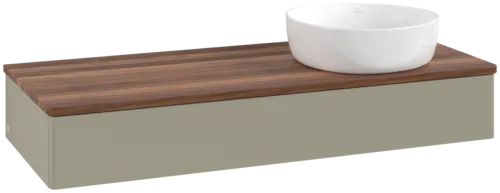 Bild von VILLEROY BOCH Antao Waschbeckenunterschrank, 1 Auszug, 1200 x 190 x 500 mm, Front ohne Struktur, Stone Grey Matt Lacquer / Warm Walnut #K12012HK