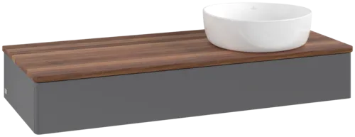 Bild von VILLEROY BOCH Antao Waschbeckenunterschrank, 1 Auszug, 1200 x 190 x 500 mm, Front ohne Struktur, Anthracite Matt Lacquer / Warm Walnut #K12012GK
