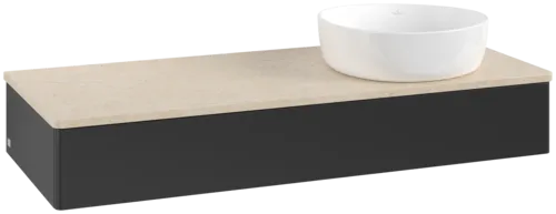 Bild von VILLEROY BOCH Antao Waschbeckenunterschrank, 1 Auszug, 1200 x 190 x 500 mm, Front ohne Struktur, Black Matt Lacquer / Botticino #K12013PD