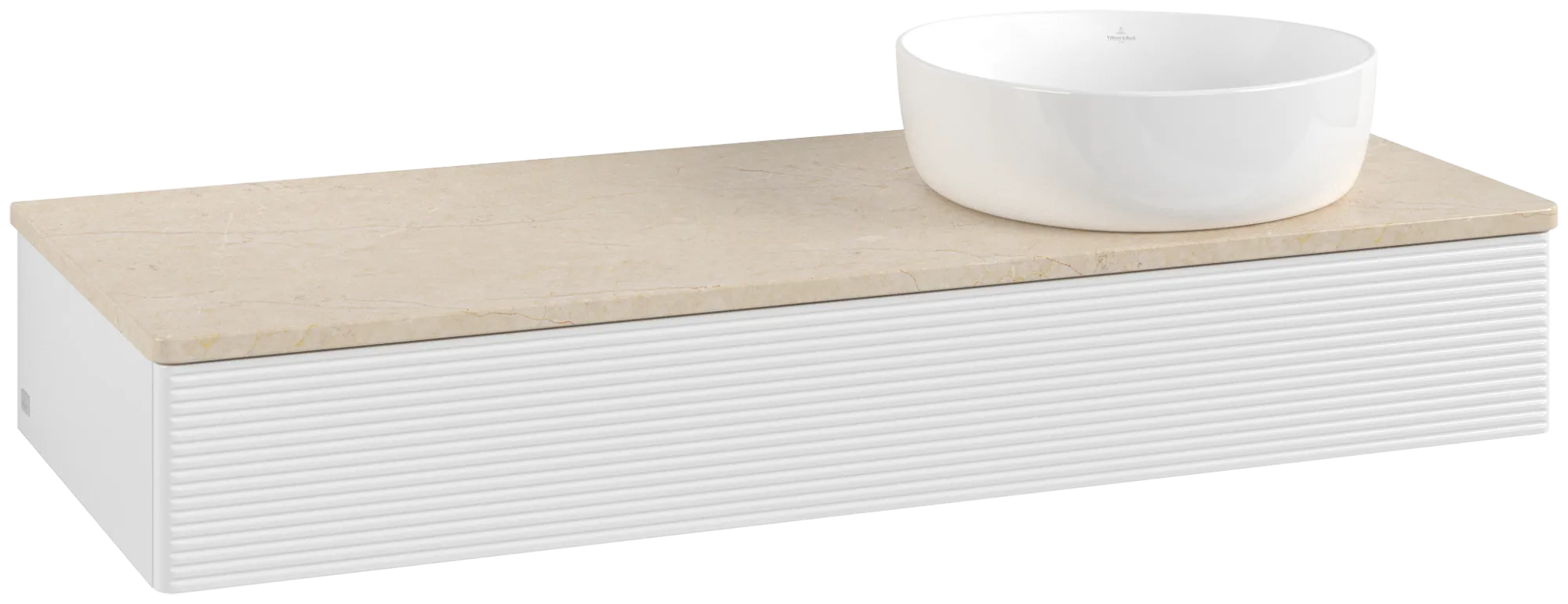 Bild von VILLEROY BOCH Antao Waschbeckenunterschrank, 1 Auszug, 1200 x 190 x 500 mm, Front mit Struktur, Glossy White Lacquer / Botticino #K12113GF