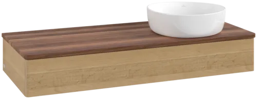 Bild von VILLEROY BOCH Antao Waschbeckenunterschrank, 1 Auszug, 1200 x 190 x 500 mm, Front ohne Struktur, Honey Oak / Warm Walnut #K12012HN