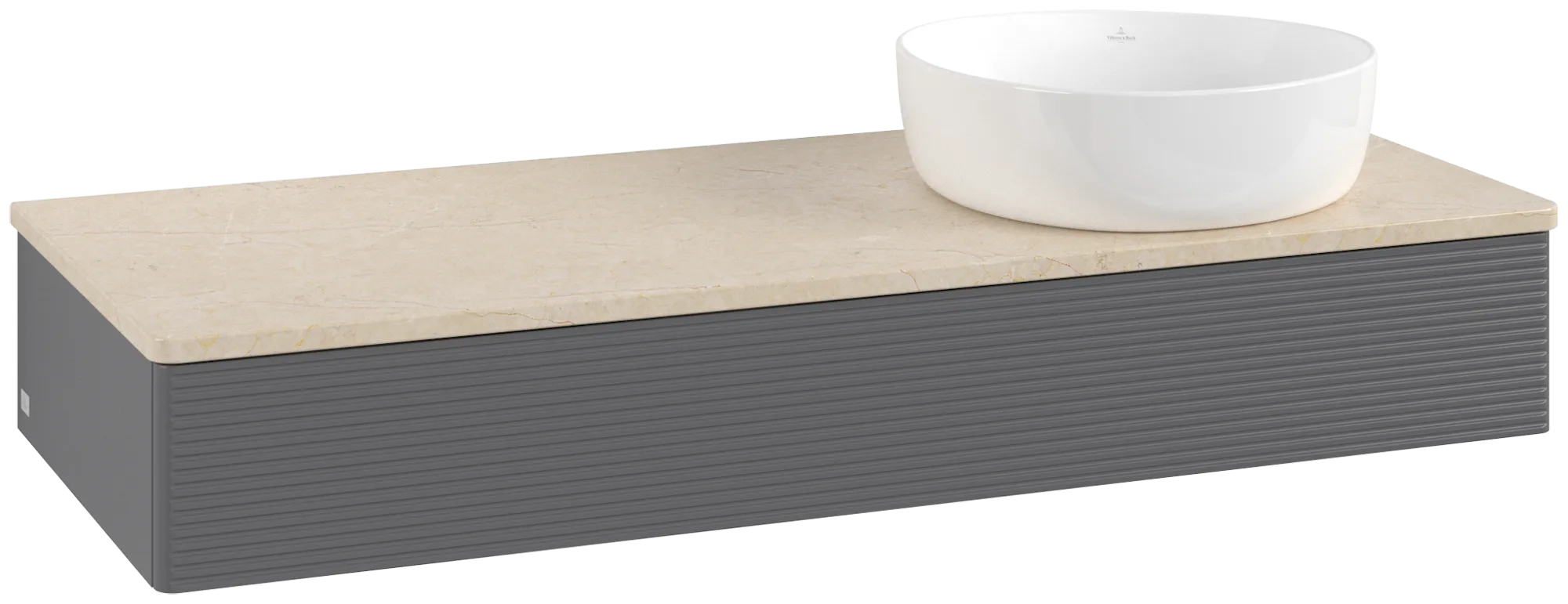 Obrázek VILLEROY BOCH Antao Vanity unit, 1 pull-out compartment, 1200 x 190 x 500 mm, Front with grain texture, Anthracite Matt Lacquer / Botticino #K12113GK