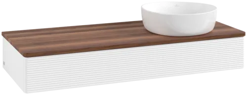 Bild von VILLEROY BOCH Antao Waschbeckenunterschrank, 1 Auszug, 1200 x 190 x 500 mm, Front mit Struktur, White Matt Lacquer / Warm Walnut #K12112MT