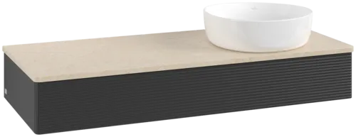 Bild von VILLEROY BOCH Antao Waschbeckenunterschrank, 1 Auszug, 1200 x 190 x 500 mm, Front mit Struktur, Black Matt Lacquer / Botticino #K12113PD