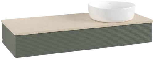 Obrázek VILLEROY BOCH Antao Vanity unit, 1 pull-out compartment, 1200 x 190 x 500 mm, Front with grain texture, Leaf Green Matt Lacquer / Botticino #K12113HL