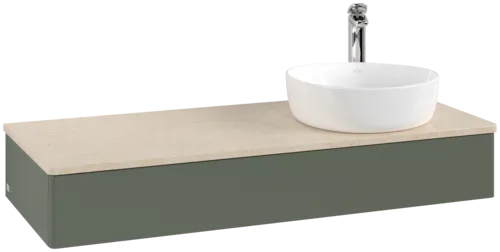 Bild von VILLEROY BOCH Antao Waschbeckenunterschrank, 1 Auszug, 1200 x 190 x 500 mm, Front ohne Struktur, Leaf Green Matt Lacquer / Botticino #K12053HL