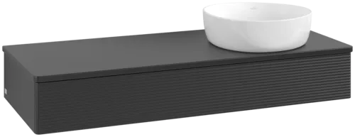 Bild von VILLEROY BOCH Antao Waschbeckenunterschrank, 1 Auszug, 1200 x 190 x 500 mm, Front mit Struktur, Black Matt Lacquer / Black Matt Lacquer #K12110PD