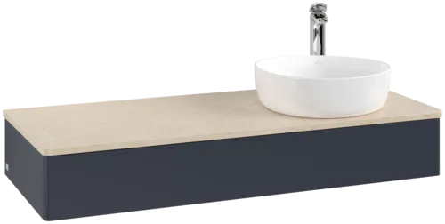 Bild von VILLEROY BOCH Antao Waschbeckenunterschrank, 1 Auszug, 1200 x 190 x 500 mm, Front ohne Struktur, Midnight Blue Matt Lacquer / Botticino #K12053HG