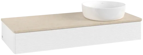 Bild von VILLEROY BOCH Antao Waschbeckenunterschrank, 1 Auszug, 1200 x 190 x 500 mm, Front mit Struktur, White Matt Lacquer / Botticino #K12113MT