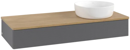 Obrázek VILLEROY BOCH Antao Vanity unit, 1 pull-out compartment, 1200 x 190 x 500 mm, Front with grain texture, Anthracite Matt Lacquer / Honey Oak #K12111GK