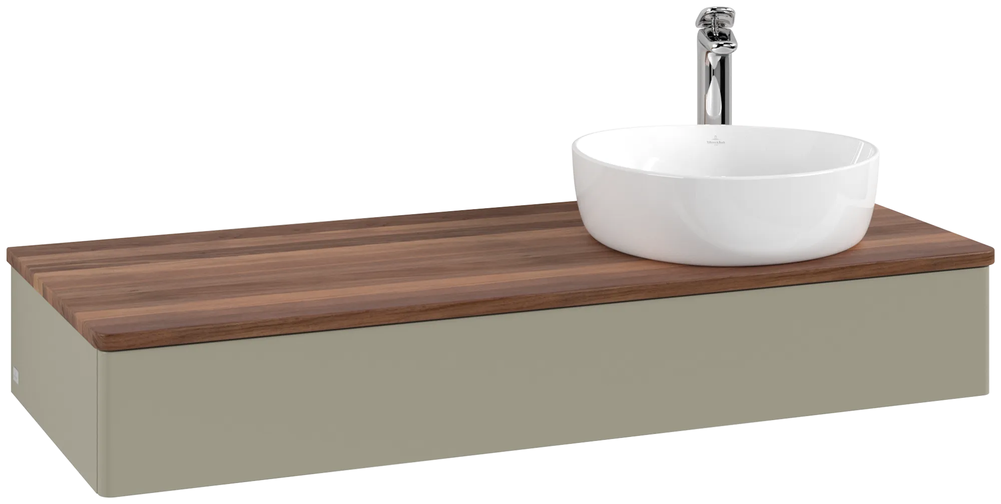Bild von VILLEROY BOCH Antao Waschbeckenunterschrank, 1 Auszug, 1200 x 190 x 500 mm, Front ohne Struktur, Stone Grey Matt Lacquer / Warm Walnut #K12052HK