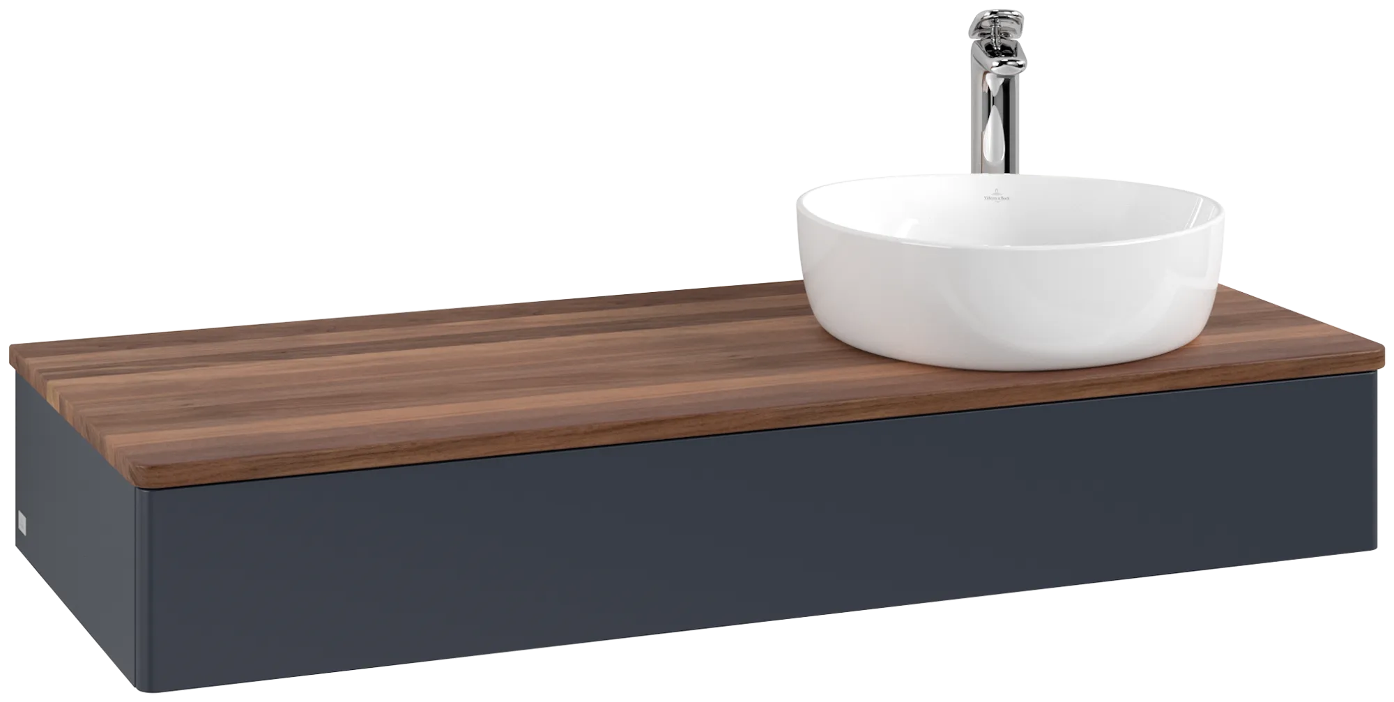 Bild von VILLEROY BOCH Antao Waschbeckenunterschrank, 1 Auszug, 1200 x 190 x 500 mm, Front ohne Struktur, Midnight Blue Matt Lacquer / Warm Walnut #K12052HG