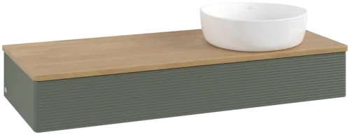 Obrázek VILLEROY BOCH Antao Vanity unit, 1 pull-out compartment, 1200 x 190 x 500 mm, Front with grain texture, Leaf Green Matt Lacquer / Honey Oak #K12111HL