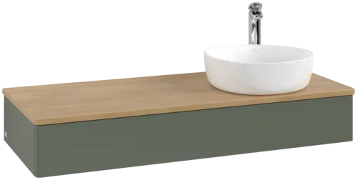 Bild von VILLEROY BOCH Antao Waschbeckenunterschrank, 1 Auszug, 1200 x 190 x 500 mm, Front ohne Struktur, Leaf Green Matt Lacquer / Honey Oak #K12051HL