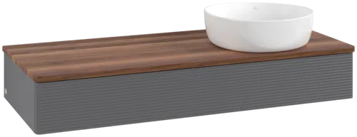 Obrázek VILLEROY BOCH Antao Vanity unit, 1 pull-out compartment, 1200 x 190 x 500 mm, Front with grain texture, Anthracite Matt Lacquer / Warm Walnut #K12112GK