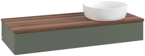 Bild von VILLEROY BOCH Antao Waschbeckenunterschrank, 1 Auszug, 1200 x 190 x 500 mm, Front mit Struktur, Leaf Green Matt Lacquer / Warm Walnut #K12112HL